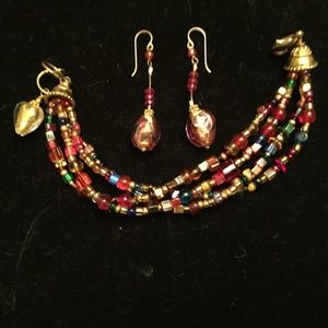 Earrings and Bracelet of Venetian Glass Beads